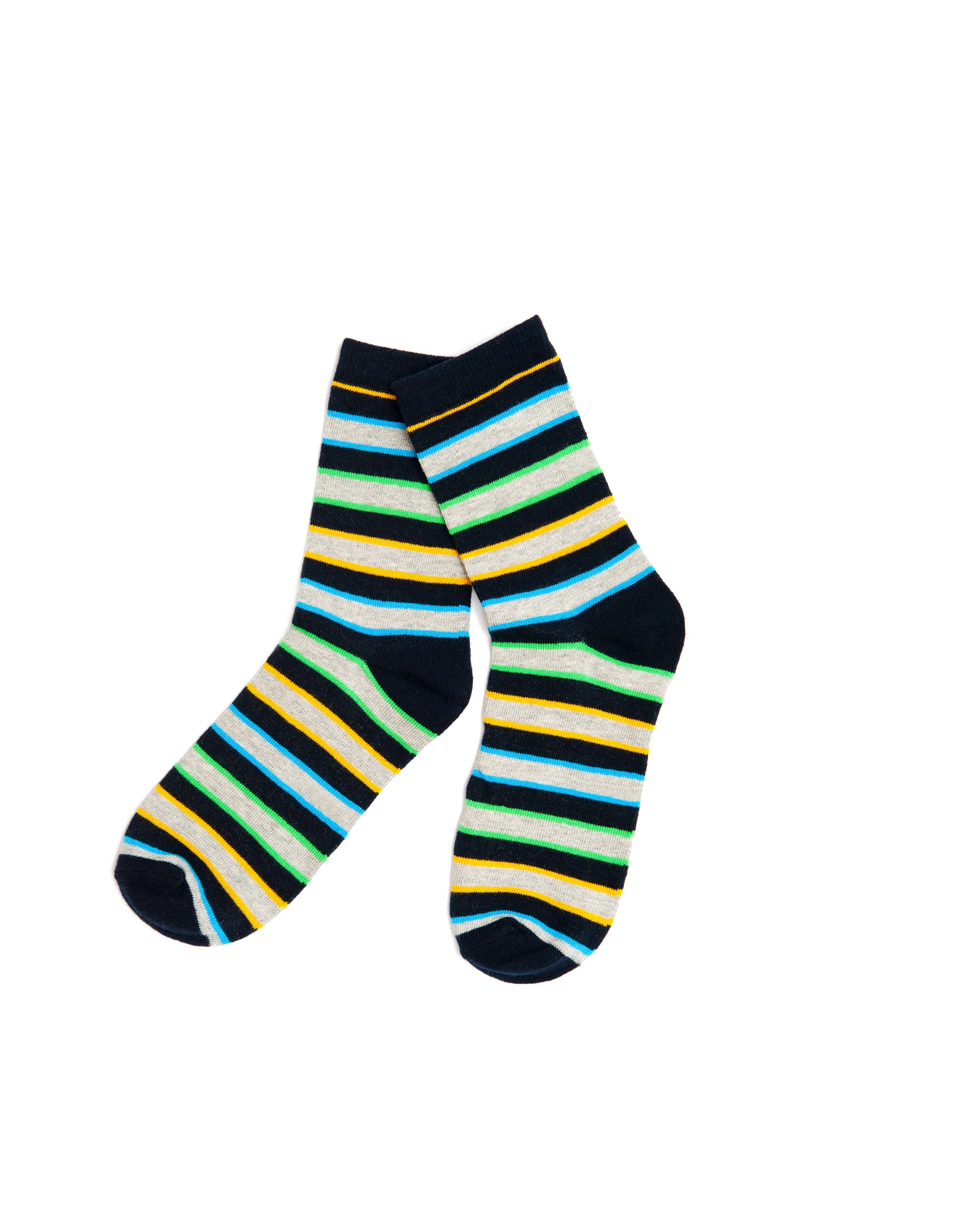 Multi-Color Striped Crew Socks